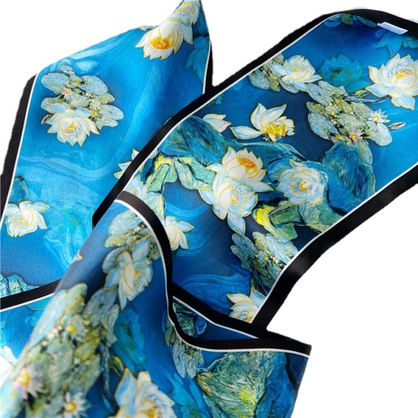 Blue Lotus Mulberry Silk Silk Scarf Spring and Summer Streamer 064