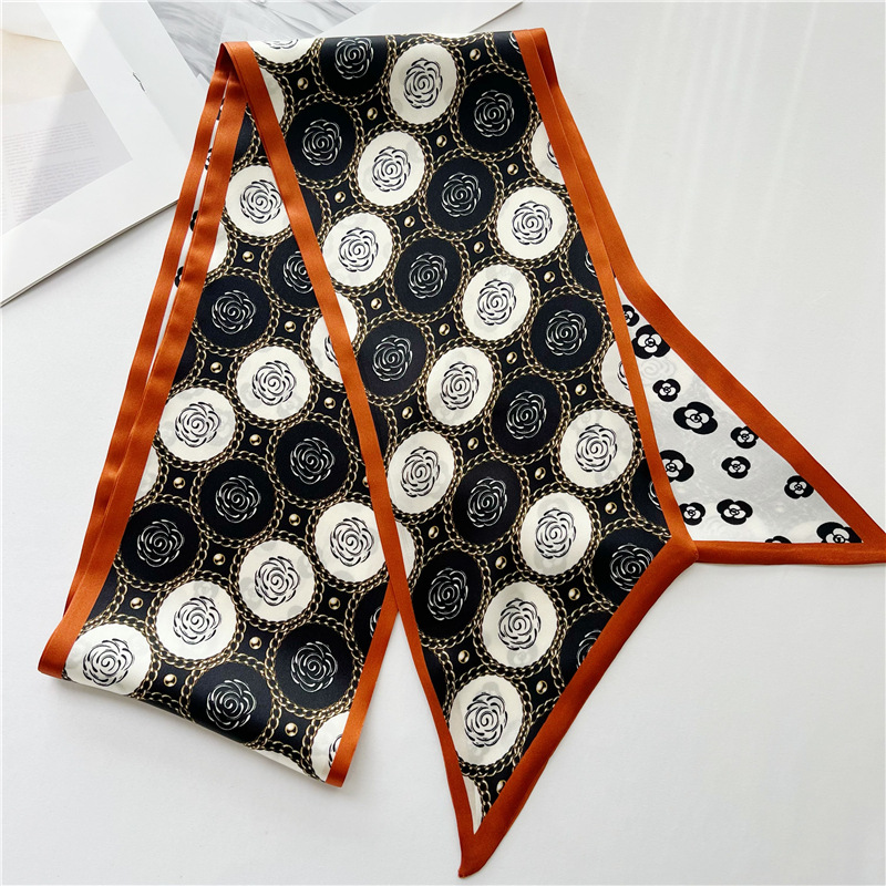 Camellia Mulberry Silk Scarf Double Sided Scarf Streamer 039