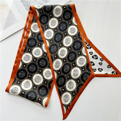 Camellia Mulberry Silk Scarf Double Sided Scarf Streamer 039