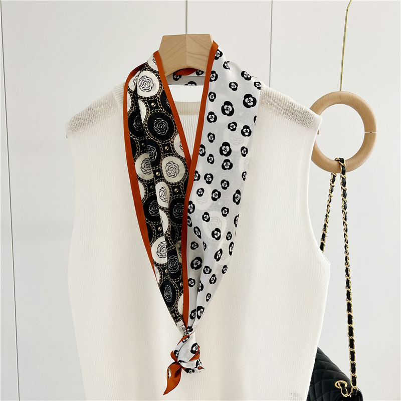 Camellia Mulberry Silk Scarf Double Sided Scarf Streamer 039