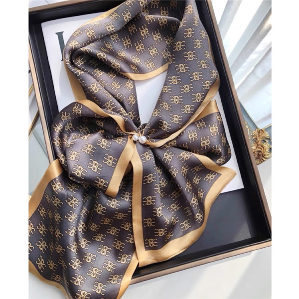 Classic Arc de Triomphe Real Silk Scarf Thin narrow scarf streamer 072