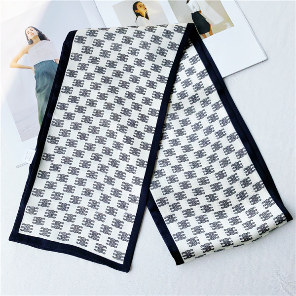 Classic Arc de Triomphe Real Silk Scarf Thin narrow scarf streamer 072