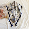Classic Nautical White Mulberry Silk Scarf Women's Square 076