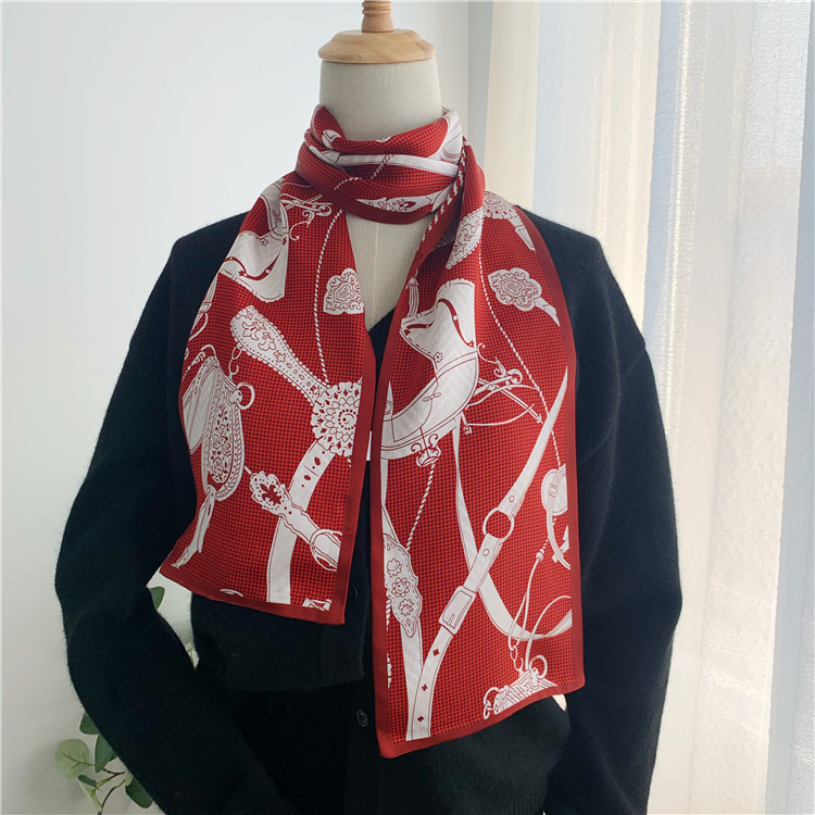 Double Layer Silk Scarf Mulberry Silk Scarf Decorative Scarf Streamer 052