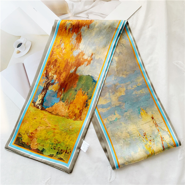 Double Mulberry Silk Scarf Women's autumn fashion streamer 074