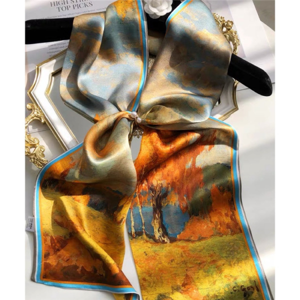 Double Mulberry Silk Scarf Women's autumn fashion streamer 074