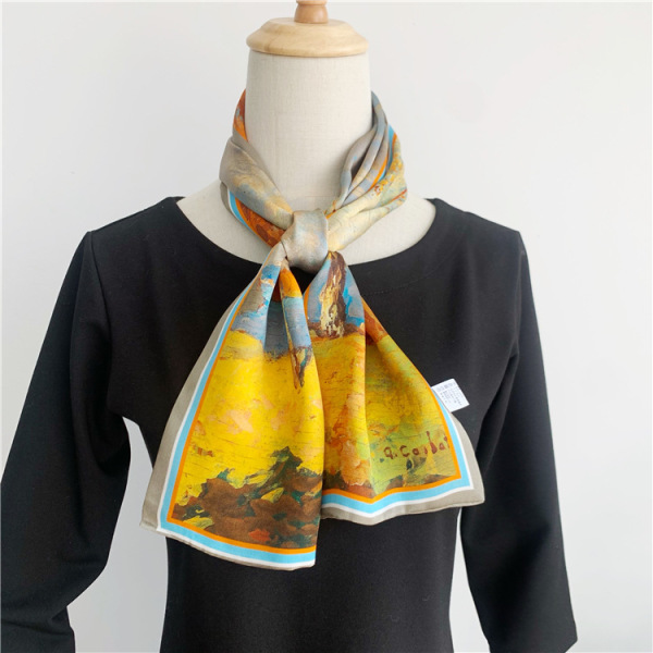 Double Mulberry Silk Scarf Women's autumn fashion streamer 074