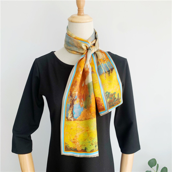 Double Mulberry Silk Scarf Women's autumn fashion streamer 074