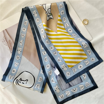 Double Mulberry Silk Scarf Women's Multifunctional Decorative Streamer 048