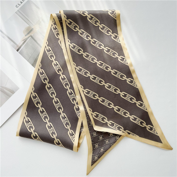 Everything Mulberry Silk Scarf Double-sided thin narrow long scarf streamer 019