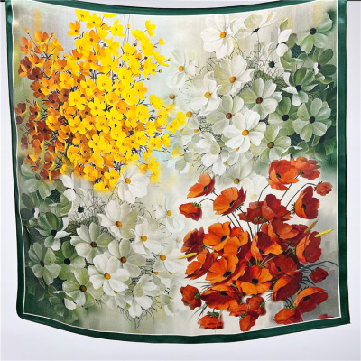 Floral Mulberry Silk Scarf Fashion Scarf Medium Square Scarf 093