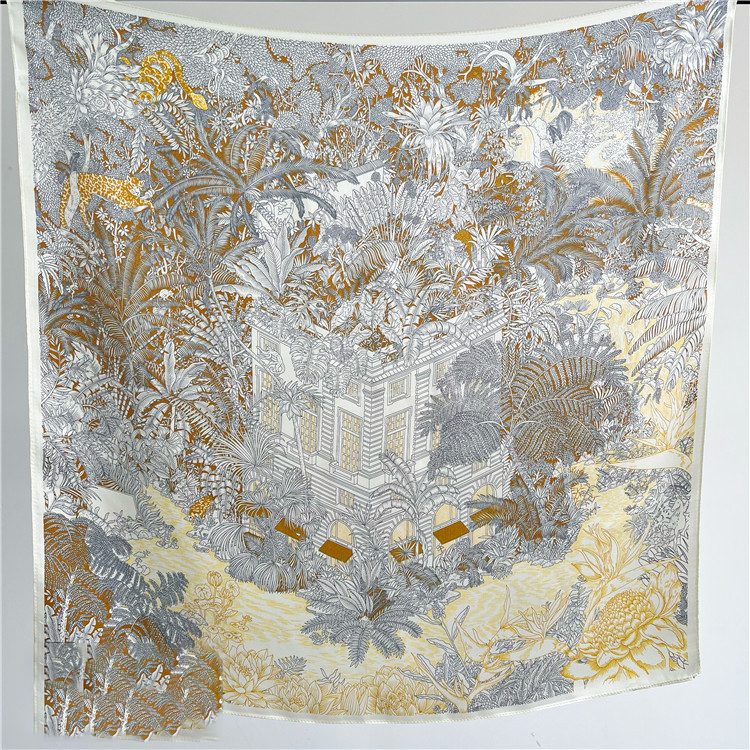 Forest Mulberry Silk Scarf Spring Autumn Middle square Towel 082