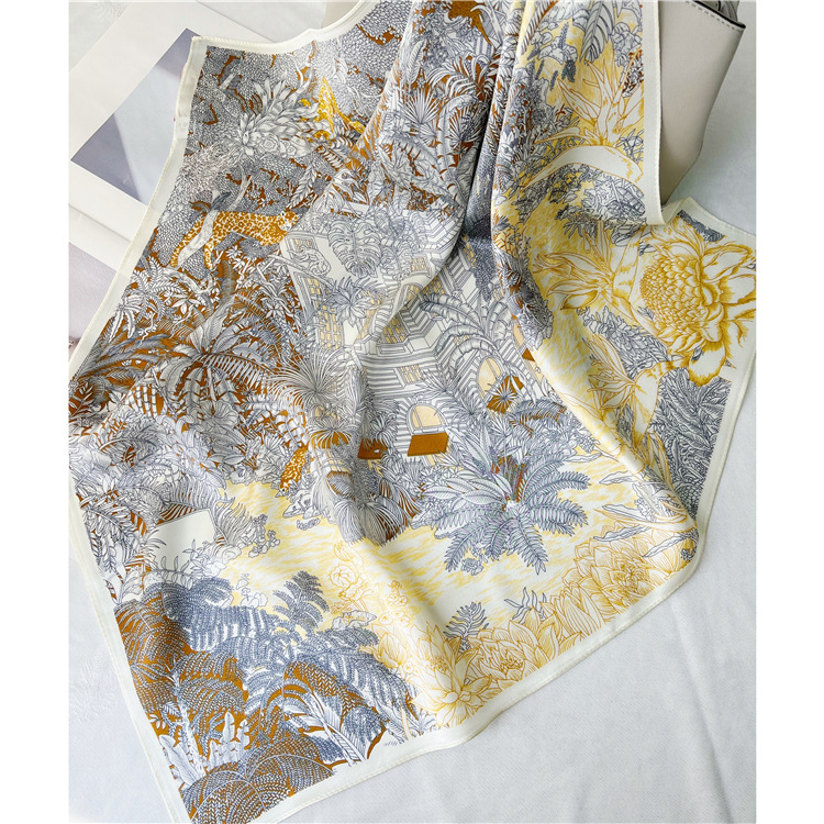 Forest Mulberry Silk Scarf Spring Autumn Middle square Towel 082