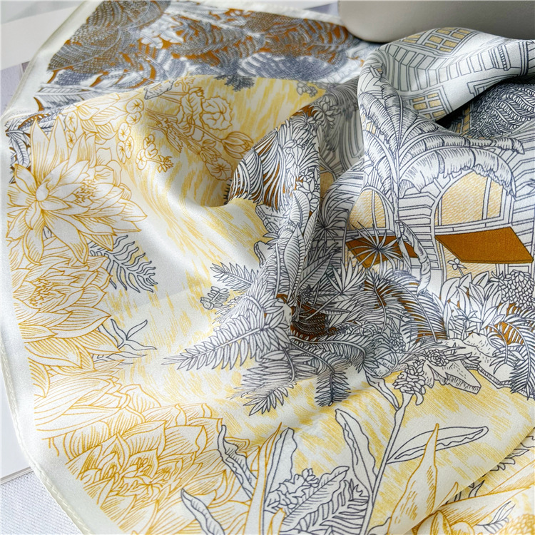 Forest Mulberry Silk Scarf Spring Autumn Middle square Towel 082