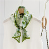 Green Rose Mulberry Silk Scarf Double Sided Scarf Streamer 041