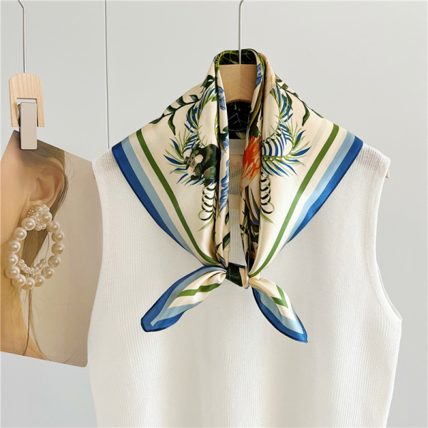 Leaf Flamingos Middle Pure silk Shawl 083