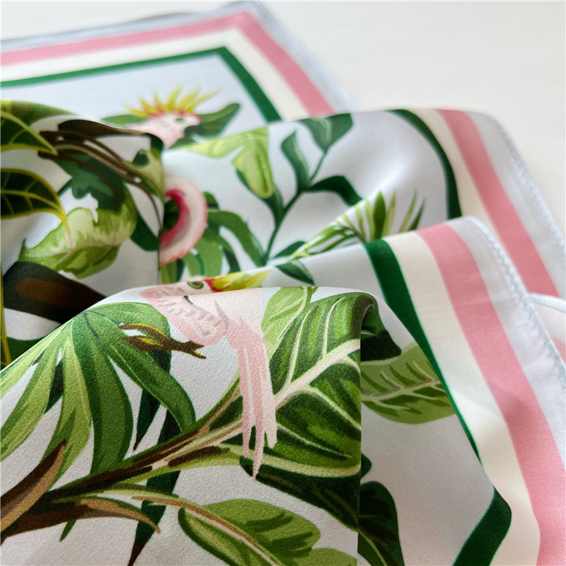 Leaf Flamingos Middle Pure silk Shawl 083