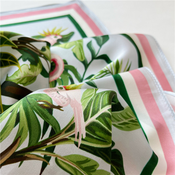 Leaf Flamingos Middle Pure silk Shawl 083