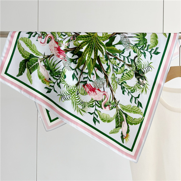 Leaf Flamingos Middle Pure silk Shawl 083