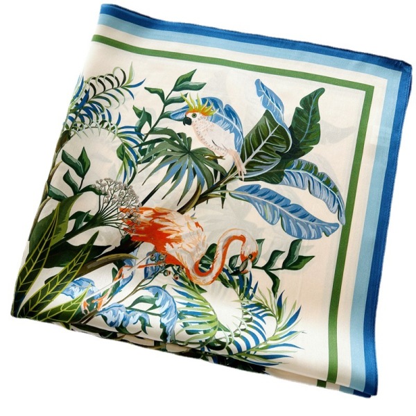 Leaf Flamingos Middle Pure silk Shawl 083