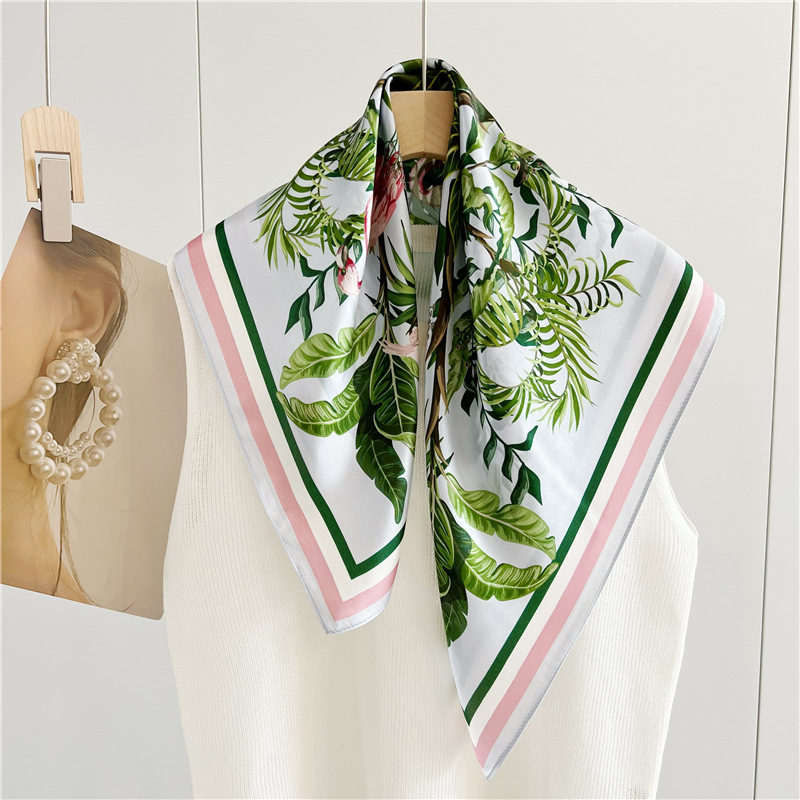 Leaf Flamingos Middle Pure silk Shawl 083