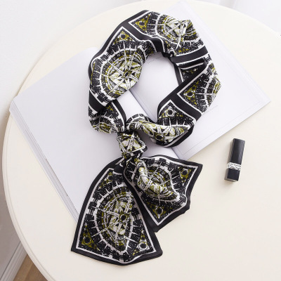Long silk scarf scarf thin narrow everything with streamer headband female 005