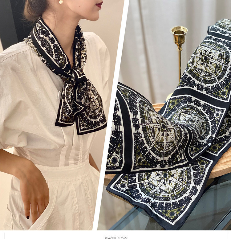 Long silk scarf scarf thin narrow everything with streamer headband female 005