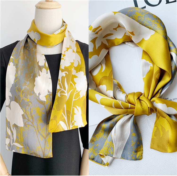 Mulberry silk scarf all-match splicing real silk streamer scarf 028