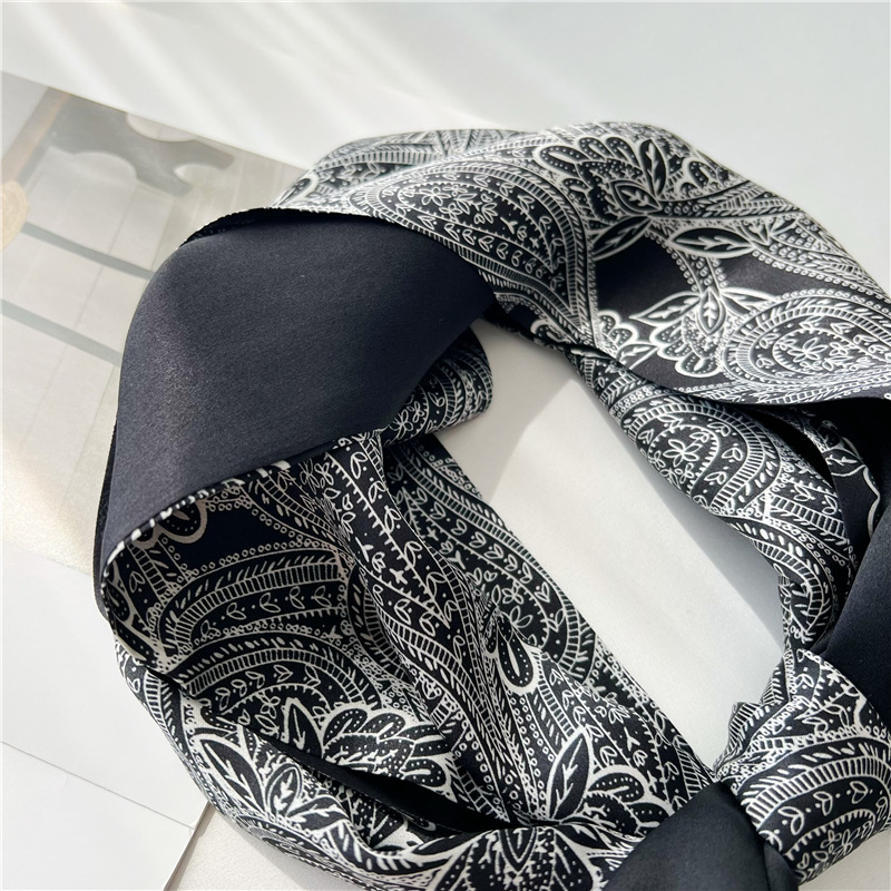 Mulberry Silk Scarf Cashew Flower Slender Streamer Scarf 027