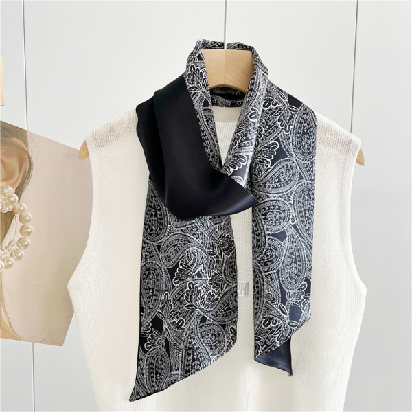 Mulberry Silk Scarf Cashew Flower Slender Streamer Scarf 027