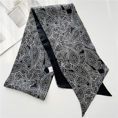 Mulberry Silk Scarf Cashew Flower Slender Streamer Scarf 027