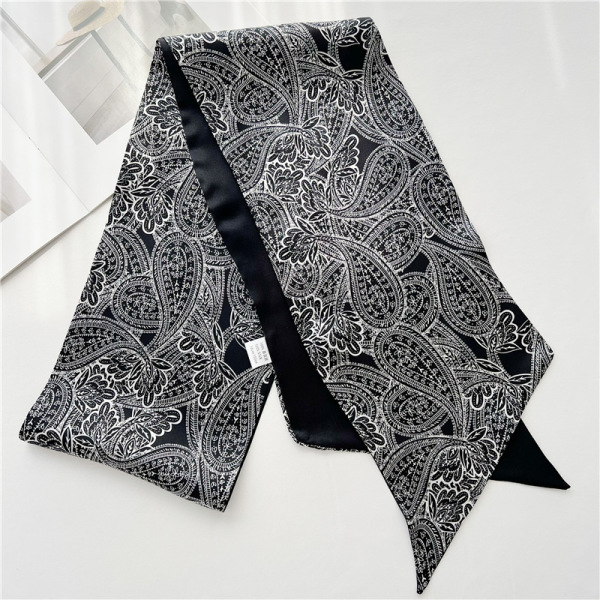Mulberry Silk Scarf Cashew Flower Slender Streamer Scarf 027
