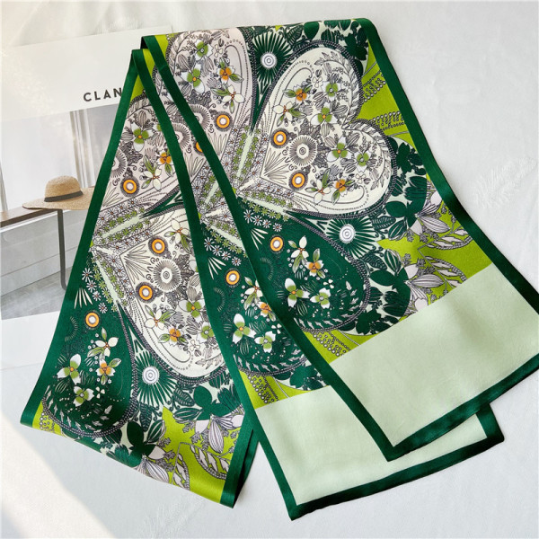 Mulberry Silk Scarf Double sided thin narrow long scarf streamer 017