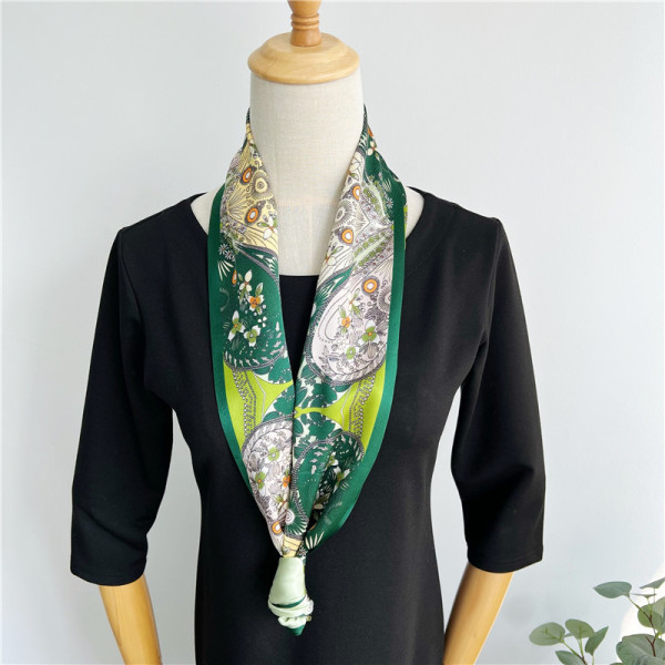 Mulberry Silk Scarf Double sided thin narrow long scarf streamer 017