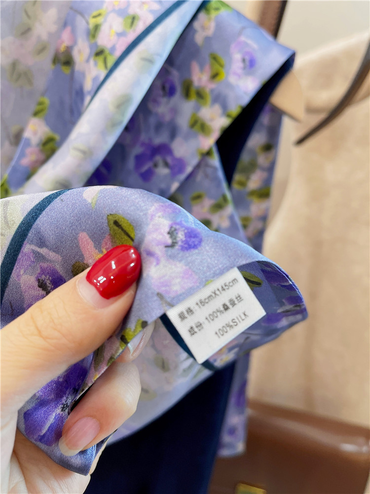 Mulberry Silk Scarf Double-sided thin narrow long scarf streamer 018