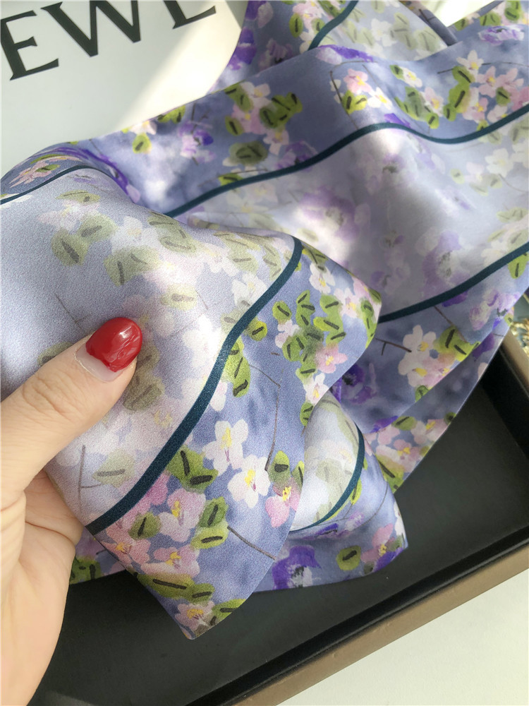 Mulberry Silk Scarf Double-sided thin narrow long scarf streamer 018