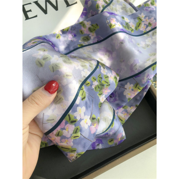 Mulberry Silk Scarf Double-sided thin narrow long scarf streamer 018