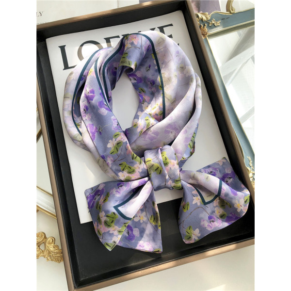 Mulberry Silk Scarf Double-sided thin narrow long scarf streamer 018