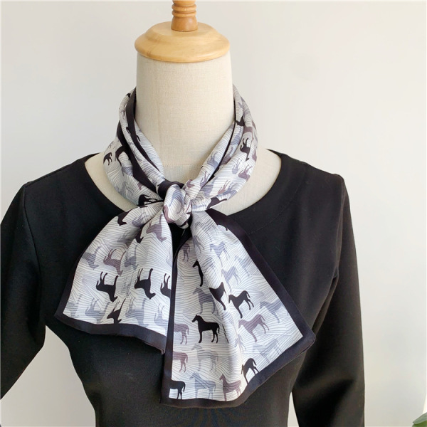 Mulberry Silk Silk Scarf Cute Pony Streamer 058