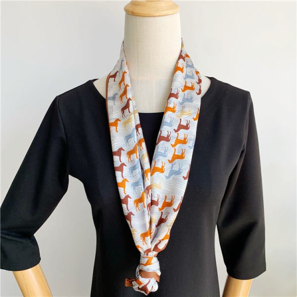 Mulberry Silk Silk Scarf Cute Pony Streamer 058