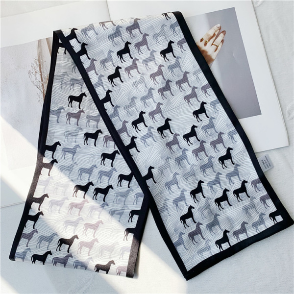 Mulberry Silk Silk Scarf Cute Pony Streamer 058