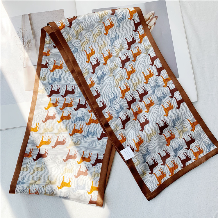 Mulberry Silk Silk Scarf Cute Pony Streamer 058