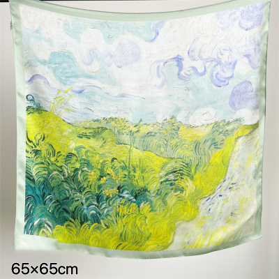 Oil painting Mulberry Silk Scarf Women's Square Scarf 085