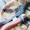 Pink Floral Mulberry Silk Scarf Thin narrow long scarf streamer 011
