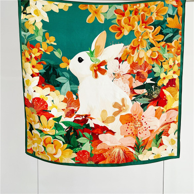 Rabbit spring summer fashion silk medium square shawl 079