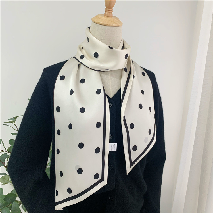 Silk Scarf Multifunctional French Vintage spotty headband shawl 029
