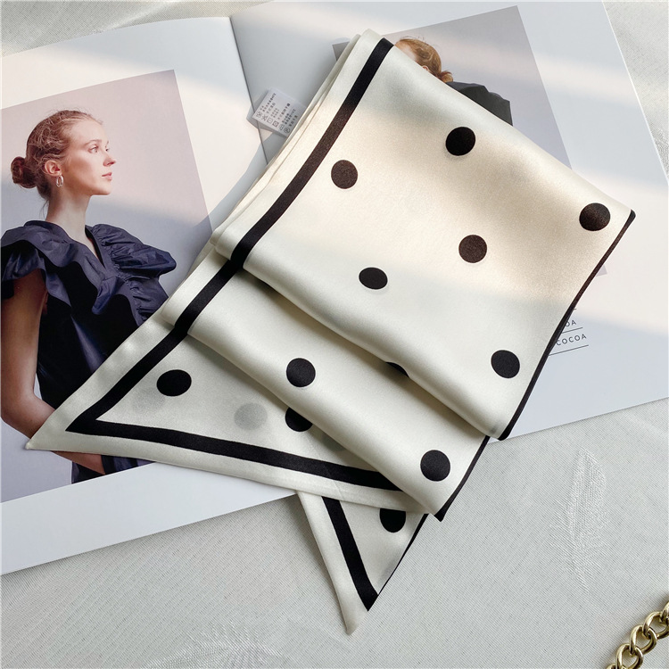 Silk Scarf Multifunctional French Vintage spotty headband shawl 029