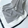 Simple black white striped Mulberry Silk Scarf Female spring summer 077