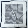 Simple black white striped Mulberry Silk Scarf Female spring summer 077