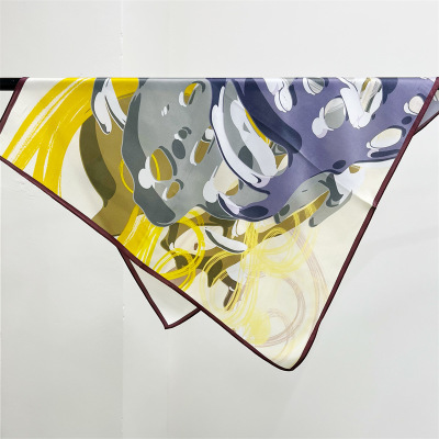 Simple Graffiti Square Scarf Mulberry Silk Silk Scarf 078